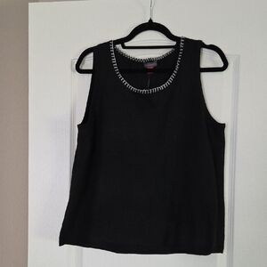 Vince Camuto Black Tank Top with White Trim Size L